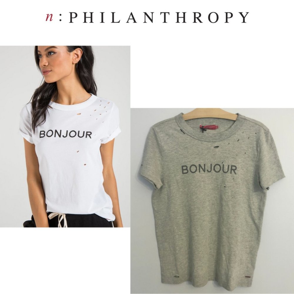 n:philanthropy Panda Bonjour Tee in Heather Gray